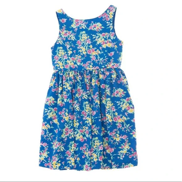polo ralph lauren blue floral dress Lauren Ralph Lauren Women's Floral Ruffle-Trim Georgette Dress Blue/Cream
